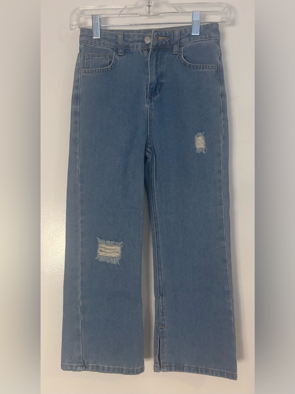 SHEIN Light Blue Distressed Wide Leg Jeans